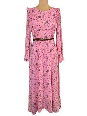 & Other Stories Ruffle Floral Midi Dress Sz 6 Prairie Brights Romantic